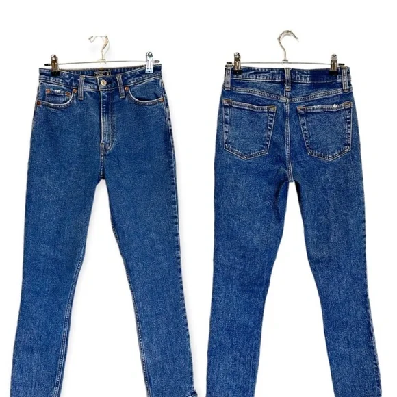 Abercrombie & Fitch The Skinny High Rise Jeans Blue Denim Ankle Size 28 - Picture 3 of 7